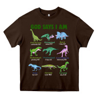 Chocolate Brown god says i am dinosaurs Heavy Core Tee - JahusDesignShop