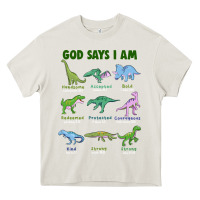 Cream god says i am dinosaurs Heavy Core Tee - JahusDesignShop