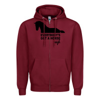 Burgundy everybody's gotta horse neigh Zipper Hoodie - Bettercallsaul