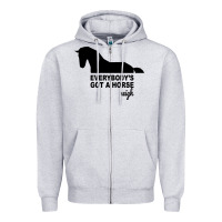 Heather Grey everybody's gotta horse neigh Zipper Hoodie - Bettercallsaul