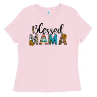 Bubblegum Pink blessed mama Ladies Tee - CowhideDigitalArt