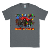 Charcoal Heather just a boy who loves monster trucks Classic Tee - JahusDesignShop