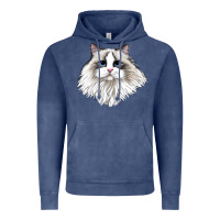Vintage Denim Ragdoll Face Cat Vintage Hoodie - LillyAllenDesigns