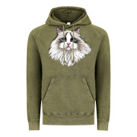 Vintage Olive Ragdoll Face Cat Vintage Hoodie - LillyAllenDesigns
