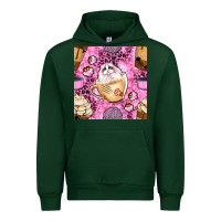Forest Green cat coffee cups and paw with leopard and glitter seamless pattern bbs Urban Hoodie - BundleAndBundleShop