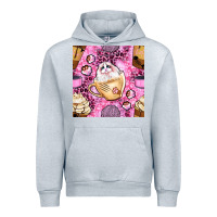 Heather Grey cat coffee cups and paw with leopard and glitter seamless pattern bbs Urban Hoodie - BundleAndBundleShop