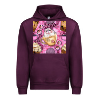 Mauve Wine cat coffee cups and paw with leopard and glitter seamless pattern bbs Urban Hoodie - BundleAndBundleShop