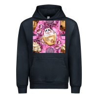 Navy cat coffee cups and paw with leopard and glitter seamless pattern bbs Urban Hoodie - BundleAndBundleShop