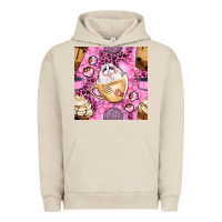 Pigment French Oak cat coffee cups and paw with leopard and glitter seamless pattern bbs Urban Hoodie - BundleAndBundleShop
