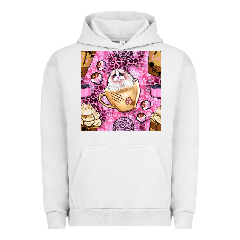 Cat Coffee Cups And Paw With Leopard And Glitter Seamless Pattern Bbs Urban Hoodie by BundleAndBundleShop | Teevron