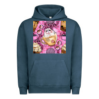 Pigment Midnight Navy cat coffee cups and paw with leopard and glitter seamless pattern bbs Urban Hoodie - BundleAndBundleShop