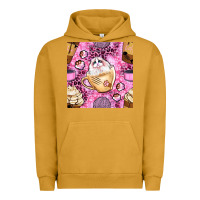 Pigment Peanut Butter cat coffee cups and paw with leopard and glitter seamless pattern bbs Urban Hoodie - BundleAndBundleShop