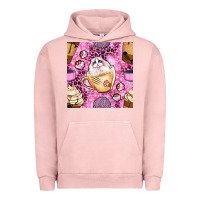 Pigment Salmon cat coffee cups and paw with leopard and glitter seamless pattern bbs Urban Hoodie - BundleAndBundleShop