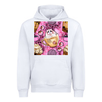 White cat coffee cups and paw with leopard and glitter seamless pattern bbs Urban Hoodie - BundleAndBundleShop