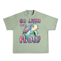 Oil Green go with flow turtle Urban Heavy Tee - MaliasSmallBusiness