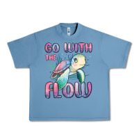 Pebble Blue go with flow turtle Urban Heavy Tee - MaliasSmallBusiness