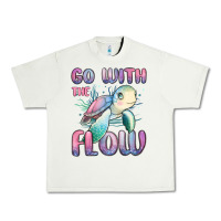 Pistachio go with flow turtle Urban Heavy Tee - MaliasSmallBusiness