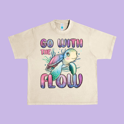 Go With Flow Turtle Urban Heavy Tee Designed By Maliassmallbusiness