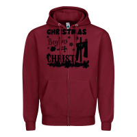 Burgundy Christmas Begins With Christ Zipper Hoodie - Bettercallsaul