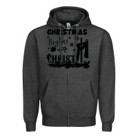 Charcoal Heather Christmas Begins With Christ Zipper Hoodie - Bettercallsaul