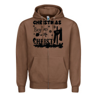 Chestnut Christmas Begins With Christ Zipper Hoodie - Bettercallsaul