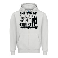 Dove Grey Christmas Begins With Christ Zipper Hoodie - Bettercallsaul