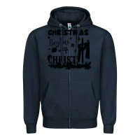 Navy Christmas Begins With Christ Zipper Hoodie - Bettercallsaul