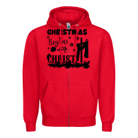 Red Christmas Begins With Christ Zipper Hoodie - Bettercallsaul