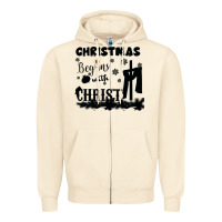 Sandshell Christmas Begins With Christ Zipper Hoodie - Bettercallsaul