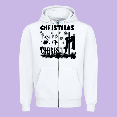Christmas Begins With Christ Zipper Hoodie Designed By Bettercallsaul