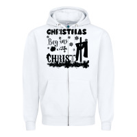 White Christmas Begins With Christ Zipper Hoodie - Bettercallsaul