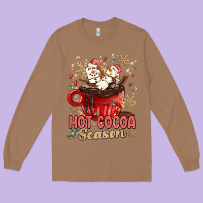 Hot Cocoa Season Long Sleeve Tee Designed By Maliassmallbusiness