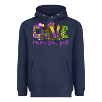 Navy Love Mardi Gras Y'all Heavyweight Hoodie - HowdyJamesFarm