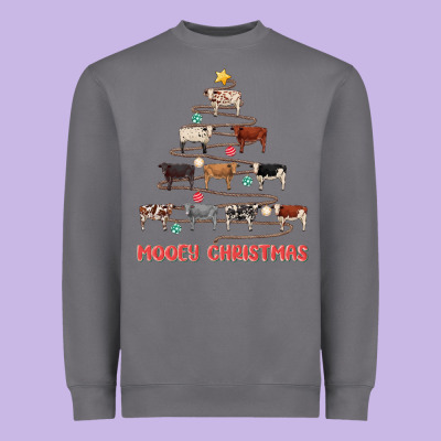 Mooey Christmas Heavyweight Sweatshirt Designed By Maliassmallbusiness