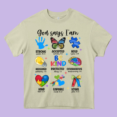 God Says I Am Autism Heavy Core Tee Designed By Jahusdesignshop