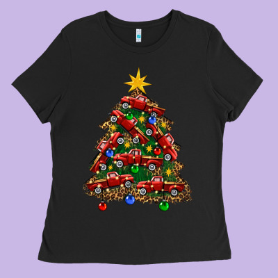 Christmas Truck Tree Ladies Tee Designed By Fadigitalartstudio