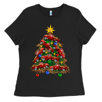 Black christmas truck tree Ladies Tee - FaDigitalArtStudio