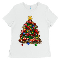 White christmas truck tree Ladies Tee - FaDigitalArtStudio