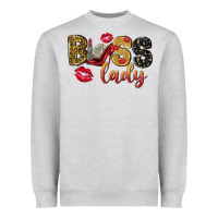 Heather Grey boss lady with money Heavyweight Sweatshirt - NancyCooperArtShop