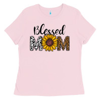 Bubblegum Pink blessed mom Ladies Tee - CowhideDigitalArt