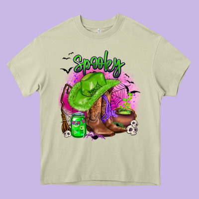 Spooky Cowgirl  Halloween Heavy Core Tee Designed By Adodesignshop