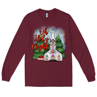 Burgundy christmas church oh holy night Long Sleeve Tee - MaliasSmallBusiness