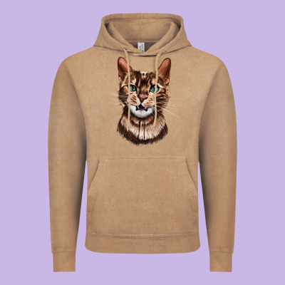 Bengal Cat Face Vintage Hoodie Designed By Lillyallendesigns