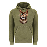 Vintage Olive Bengal Cat Face Vintage Hoodie - LillyAllenDesigns