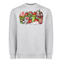 Heather Grey cow and strawberry coffee cups Heavyweight Sweatshirt - NancyCooperArtShop