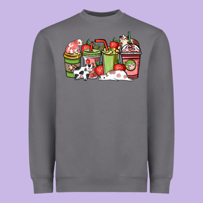 Cow And Strawberry Coffee Cups Heavyweight Sweatshirt Designed By Nancycooperartshop