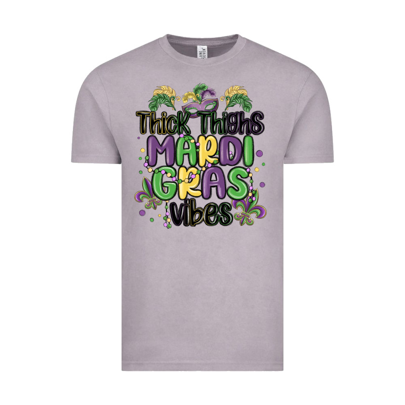 Thick Thighs Mardi Gras Vibes Vintage Tee by MaliasSmallBusiness | Teevron
