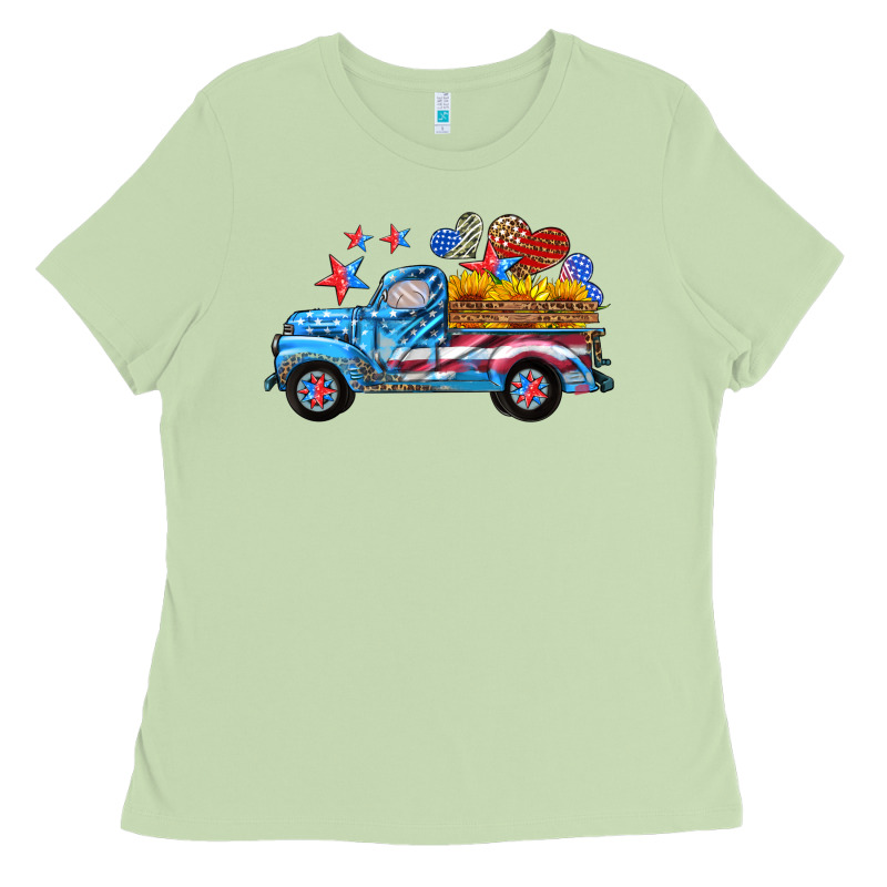 American Truck And Flag With Stars Ladies Tee by HRA Design Shop | Teevron