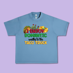 I Enjoy Romantic Walks To The Taco Truck Urban Heavy Tee Designed By Maliassmallbusiness