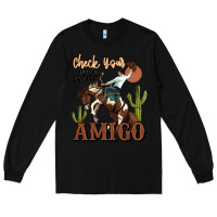 Black check your ego amigo rodeo cowboy Long Sleeve Tee - MaliasSmallBusiness